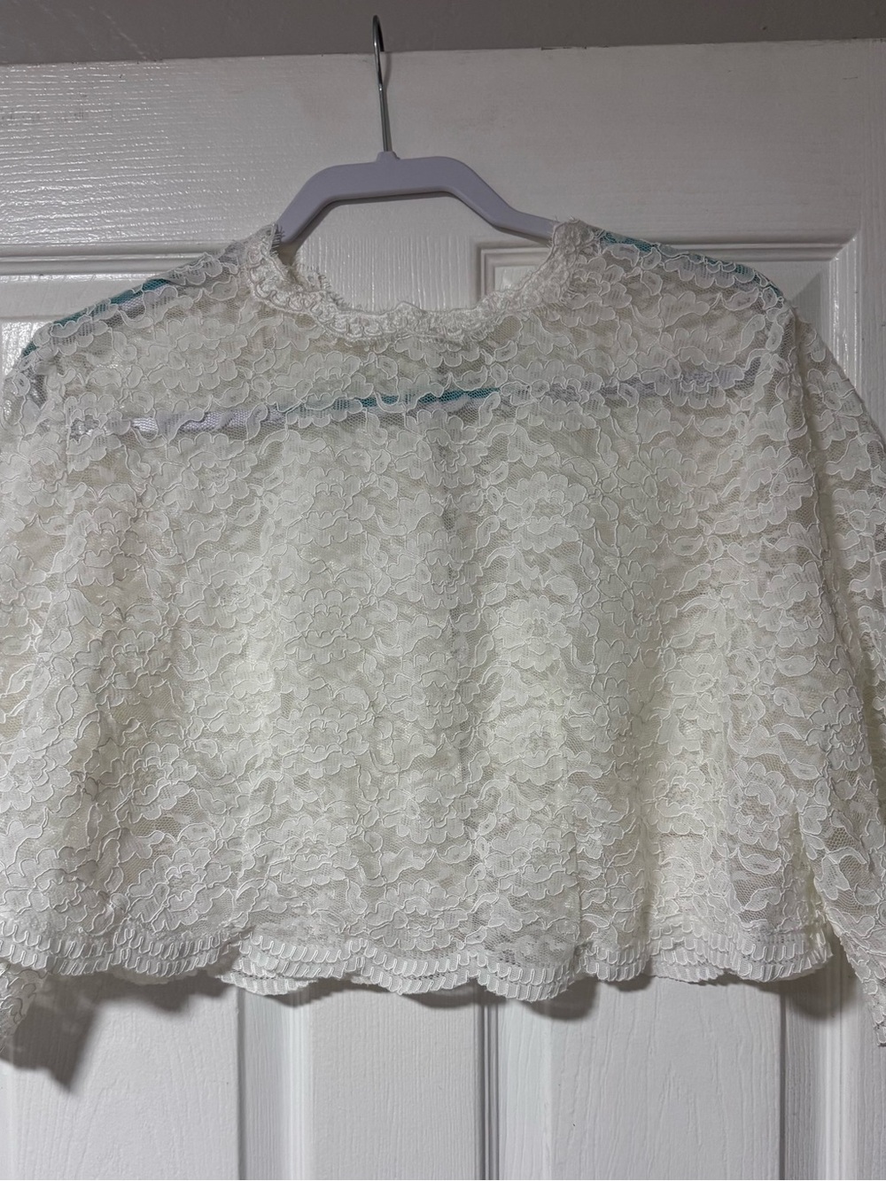 Bridal lace top wedding jacket bolero ivory XXL